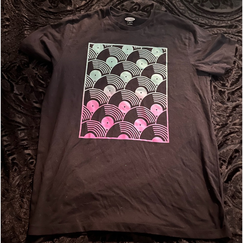 Old navy vinyl records purple and blue fusion.